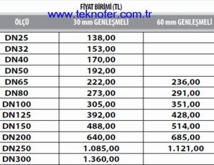 Sabit Flansli Kompansator ozellikleri UEJ-0903